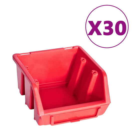 136 Piece Storage Bin Kit with Wall Panels Red and Black 136 Piece Storage Bin Kit with Wall Panels Red and Black