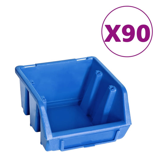 96 Piece Storage Bin Kit with Wall Panels Blue and Black 96 Piece Storage Bin Kit with Wall Panels Blue and Black
