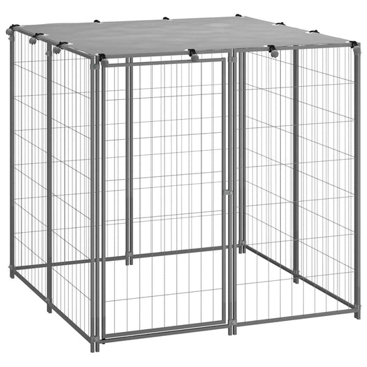 Dog Kennel Silver 110x110x110 cm Steel Dog Kennel Silver 110x110x110 cm Steel