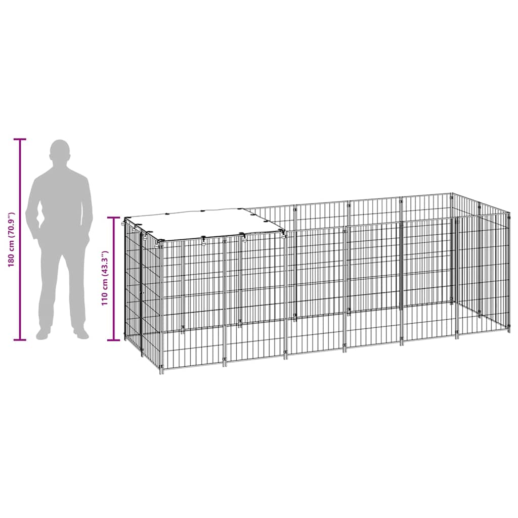 150786 vidaXL Dog Kennel Silver 330x110x110 cm Steel
