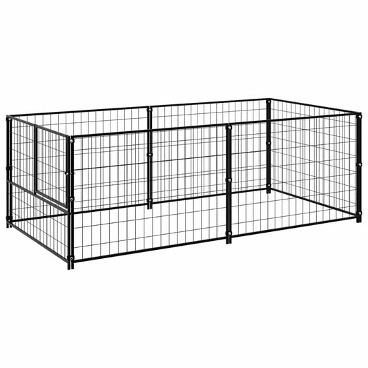 Dog Kennel Black 200x100x70 cm Steel Dog Kennel Black 200x100x70 cm Steel