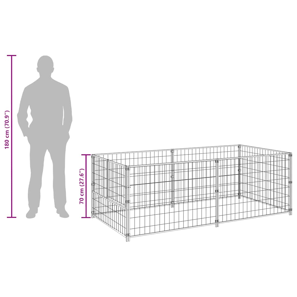 Dog Kennel Black 200x100x70 cm Steel