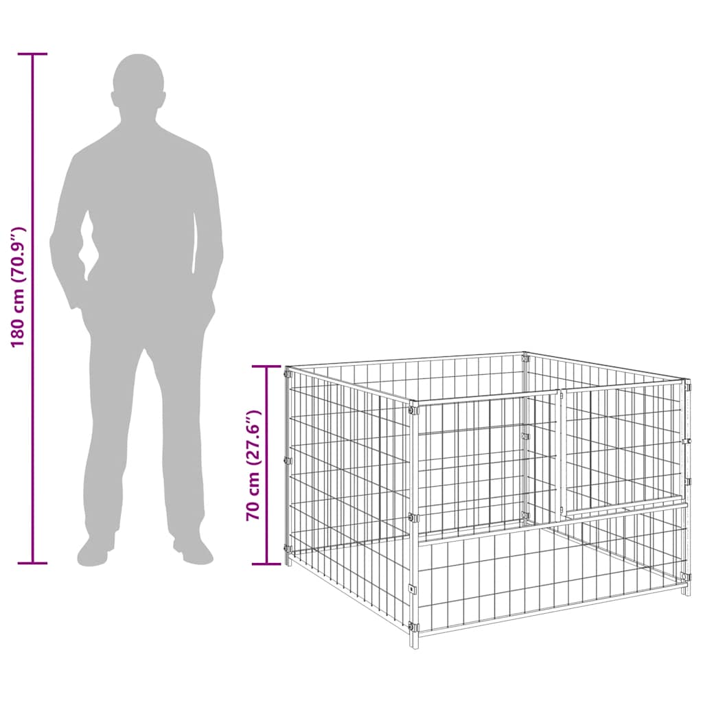 Dog Kennel Silver 100x100x70 cm Steel