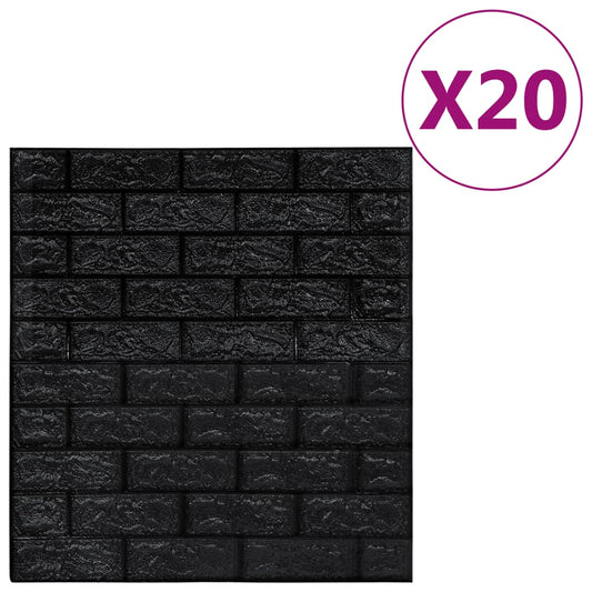 3D Wallpaper Bricks Self-adhesive 20 pcs Black 3D Wallpaper Bricks Self-adhesive 20 pcs Black