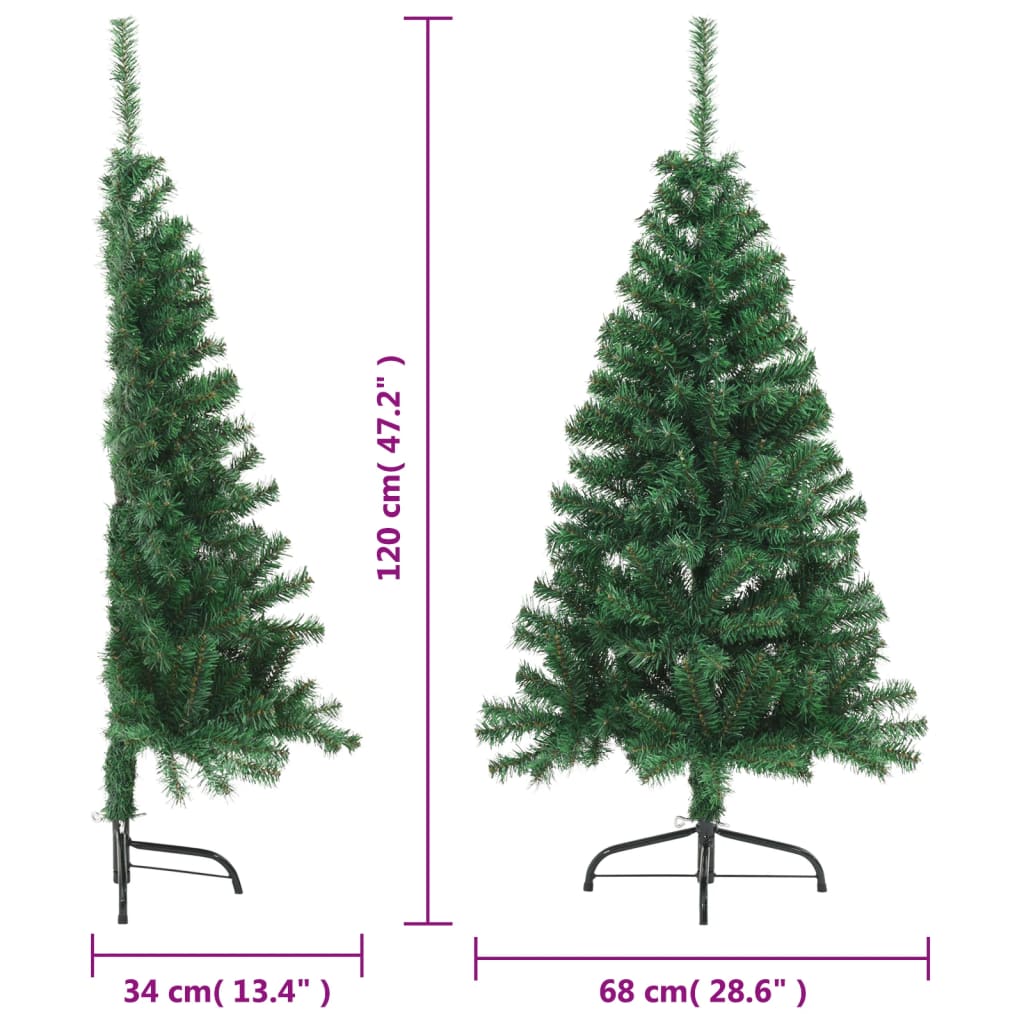 Artificial Half Christmas Tree | Green | PVC | Medium | Foldable