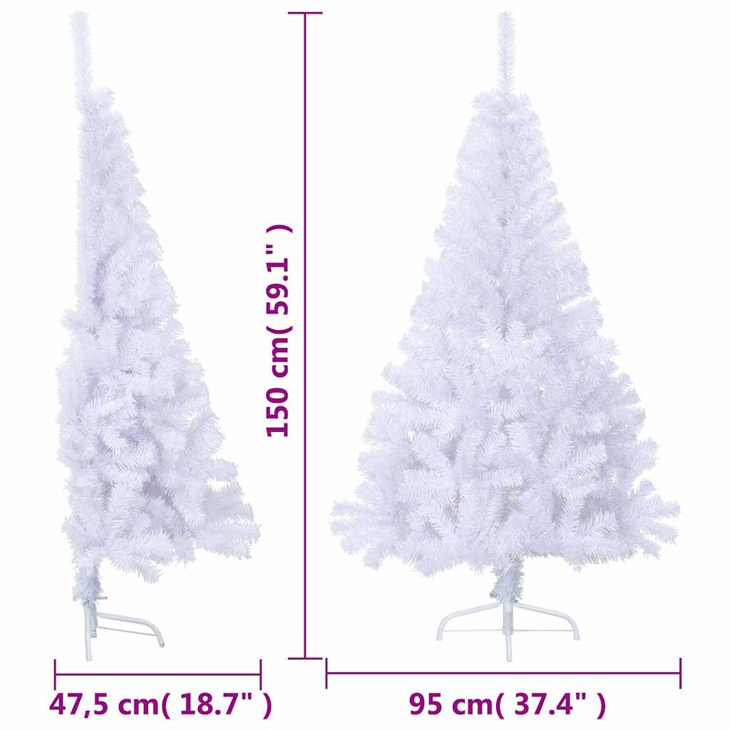 Artificial Half Christmas Tree with Stand White 150 cm PVC