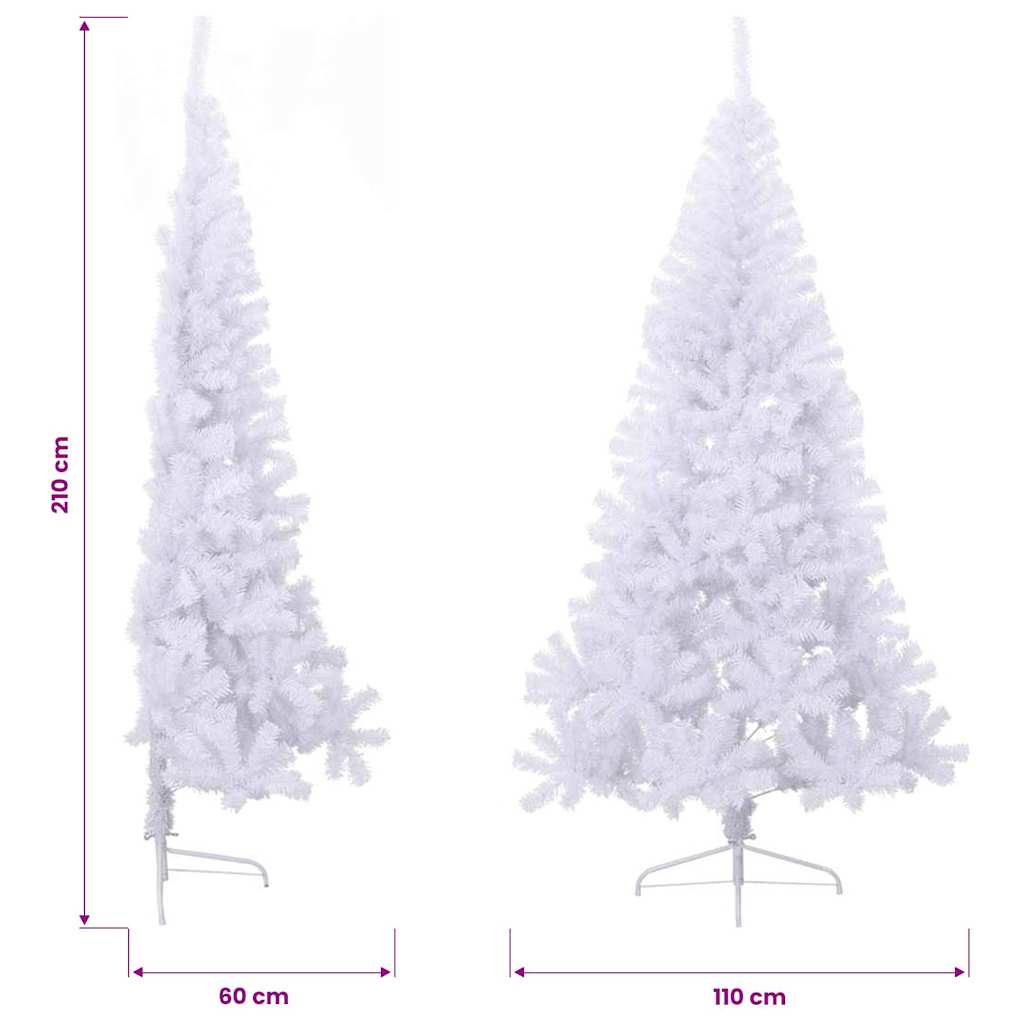 Artificial Half Christmas Tree with Stand White 210 cm PVC
