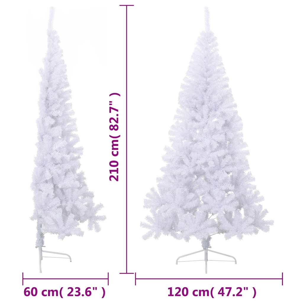 Artificial Half Christmas Tree | White | PVC, Steel | Large