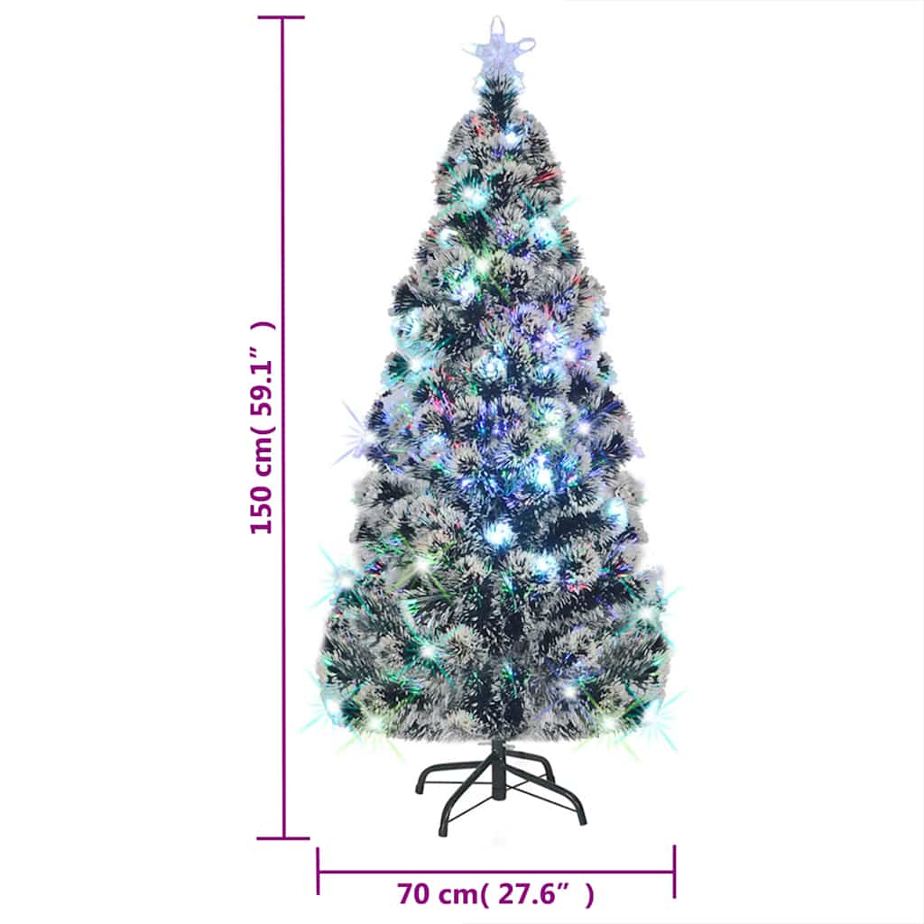 Pre-lit Christmas Tree Green and White 150 cm Fibre Optic