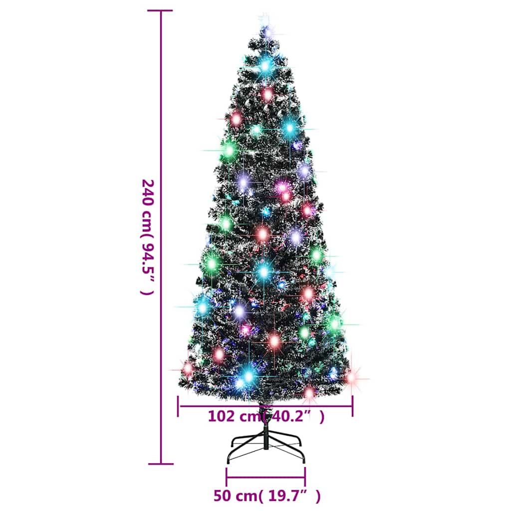 Pre-lit Christmas Tree Green and White 240 cm Fibre Optic