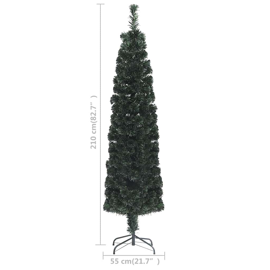 Artificial Slim Christmas Tree with Stand 210 cm Fibre Optic