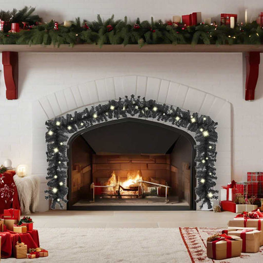 Christmas Garland with LED Lights 20 m Black Christmas Garland with LED Lights 20 m Black