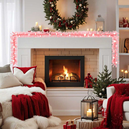 Christmas Garland with LED Lights 20 m Pink Christmas Garland with LED Lights 20 m Pink