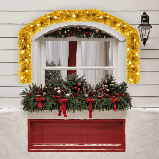 Christmas Garland with LED Lights 10 m Gold Christmas Garland with LED Lights 10 m Gold