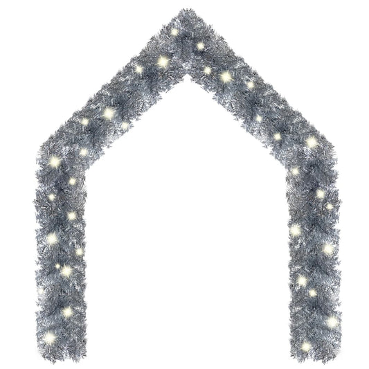 Christmas Garland with LED Lights 10 m Silver Christmas Garland with LED Lights 10 m Silver