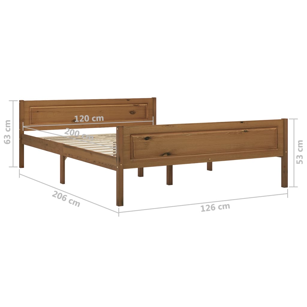 Bed Frame without Mattress Solid Pinewood Honey Brown 120x200cm