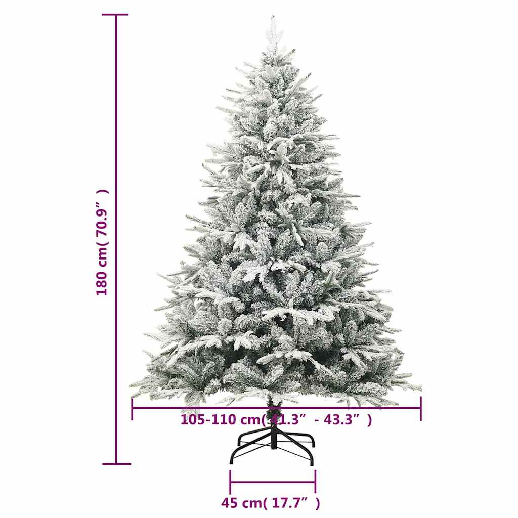 328494 vidaXL Artificial Christmas Tree with Flocked Snow Green 180 cm PVC&PE