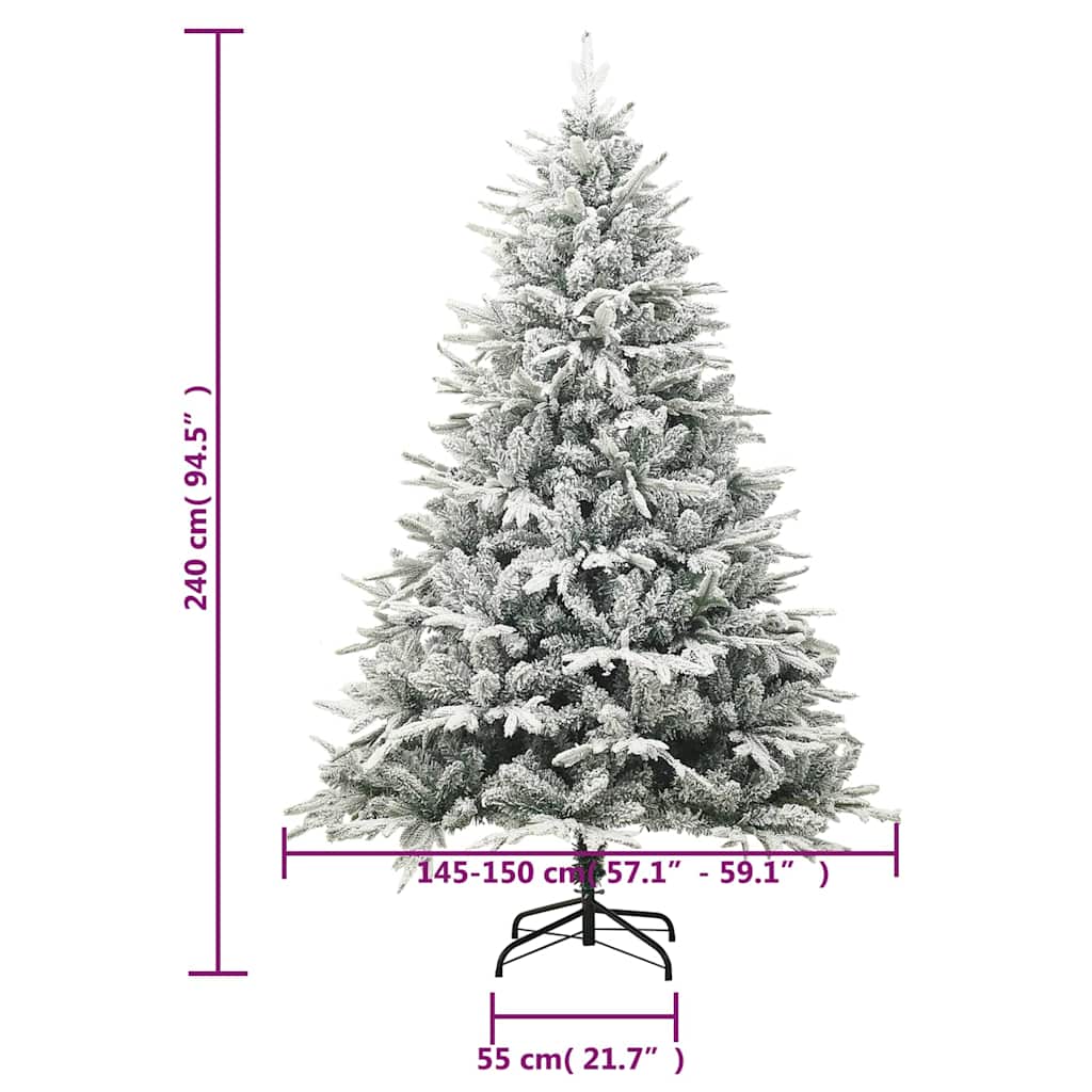 328496 vidaXL Artificial Christmas Tree with Flocked Snow Green 240 cm PVC&PE