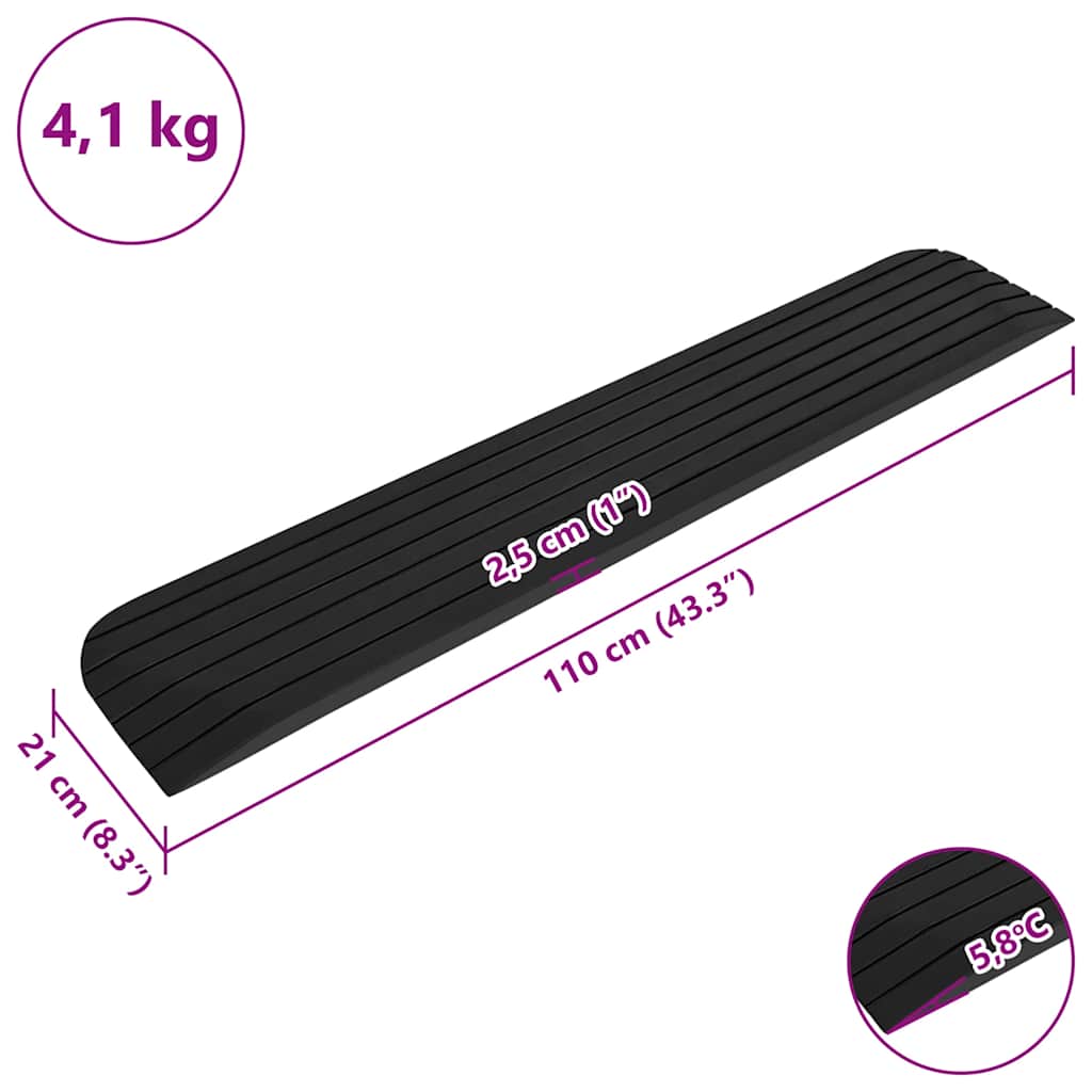 150971 vidaXL Threshold Ramps 2 pcs 110x21x2,5 cm Rubber