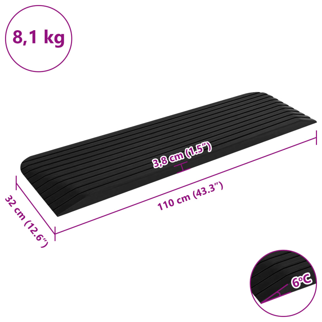150973 vidaXL Threshold Ramps 2 pcs 110x32x3,8 cm Rubber