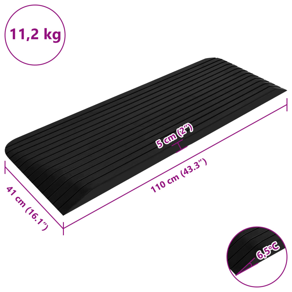150975 vidaXL Threshold Ramps 2 pcs 110x41x5 cm Rubber