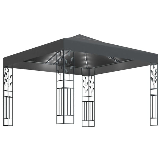 Gazebo with LED String Lights 3x3 m Anthracite Gazebo with LED String Lights 3x3 m Anthracite