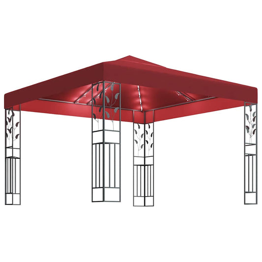 Gazebo with LED String Lights 3x3 m Wine Red Gazebo with LED String Lights 3x3 m Wine Red