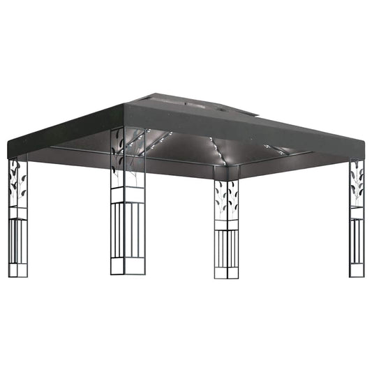 Gazebo with Double Roof&LED String Lights 3x4m Anthracite Gazebo with Double Roof&LED String Lights 3x4m Anthracite