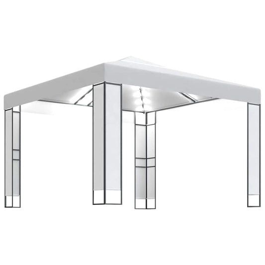 Gazebo with Double Roof&LED String Lights 3x3 m White Gazebo with Double Roof&LED String Lights 3x3 m White