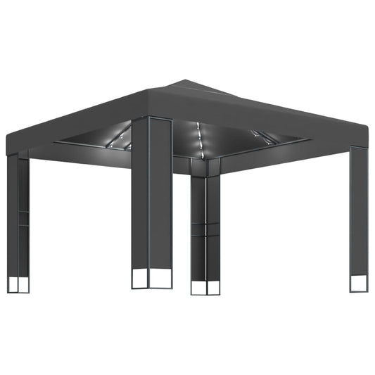 Gazebo with Double Roof&LED String Lights 3x3 m Anthracite Gazebo with Double Roof&LED String Lights 3x3 m Anthracite