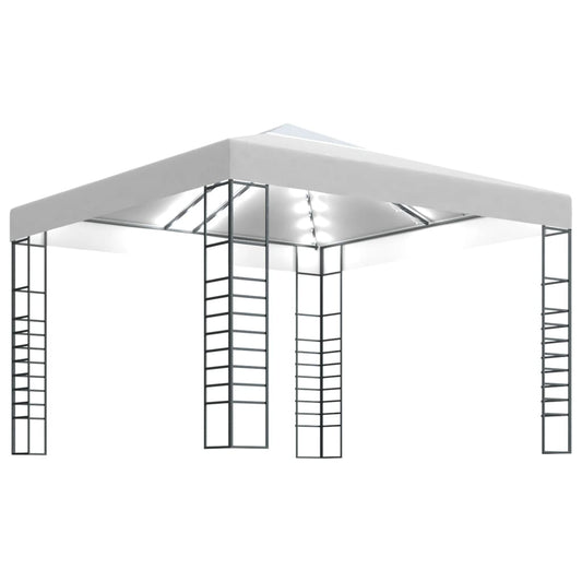 Garden Marquee with LED String Lights 3x3 m White Garden Marquee with LED String Lights 3x3 m White