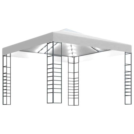Garden Marquee with LED String Lights 3x3 m White Garden Marquee with LED String Lights 3x3 m White