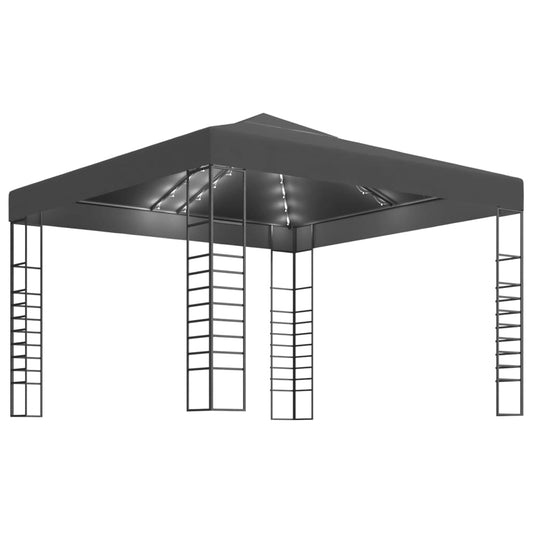 Garden Marquee with LED String Lights 3x3 m Anthracite Garden Marquee with LED String Lights 3x3 m Anthracite