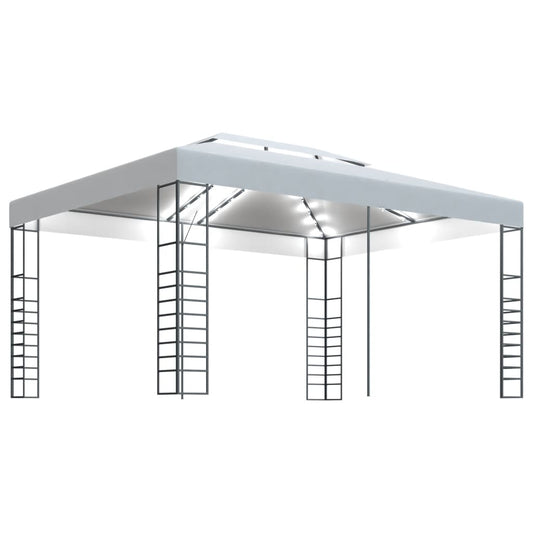 Gazebo with LED String Lights 4x3x2.7 m White Gazebo with LED String Lights 4x3x2.7 m White