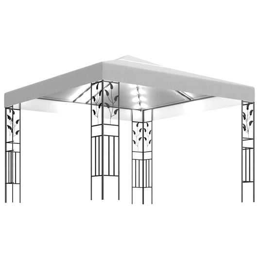 Gazebo with LED String Lights 3x3 m White Gazebo with LED String Lights 3x3 m White