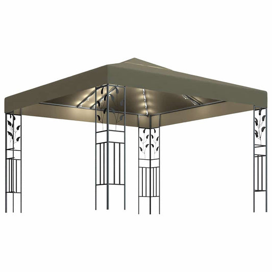 Gazebo with LED String Lights 3x3 m Taupe Gazebo with LED String Lights 3x3 m Taupe