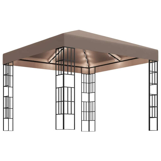 Gazebo with LED String Lights 3x3 m Taupe Gazebo with LED String Lights 3x3 m Taupe