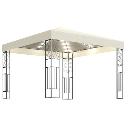 Gazebo with LED String Lights 3x3 m Cream Fabric Gazebo with LED String Lights 3x3 m Cream Fabric