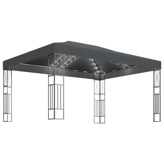 Gazebo with LED String Lights 3x4 m Anthracite Fabric Gazebo with LED String Lights 3x4 m Anthracite Fabric