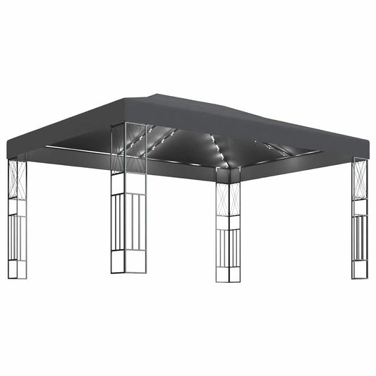 Gazebo with LED String Lights 3x4 m Anthracite Fabric Gazebo with LED String Lights 3x4 m Anthracite Fabric