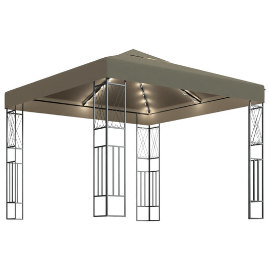 Gazebo with LED String Lights 3x3 m Taupe Fabric Gazebo with LED String Lights 3x3 m Taupe Fabric