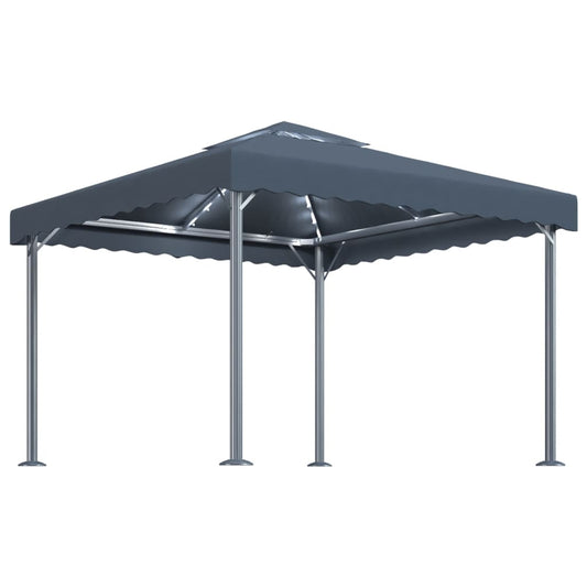 Gazebo with LED String Lights 300x300 cm Anthracite Aluminium Gazebo with LED String Lights 300x300 cm Anthracite Aluminium