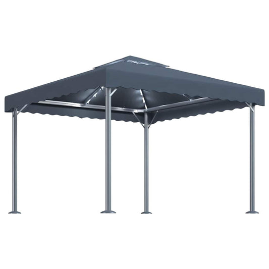 Gazebo with LED String Lights 300x300 cm Anthracite Aluminium Gazebo with LED String Lights 300x300 cm Anthracite Aluminium