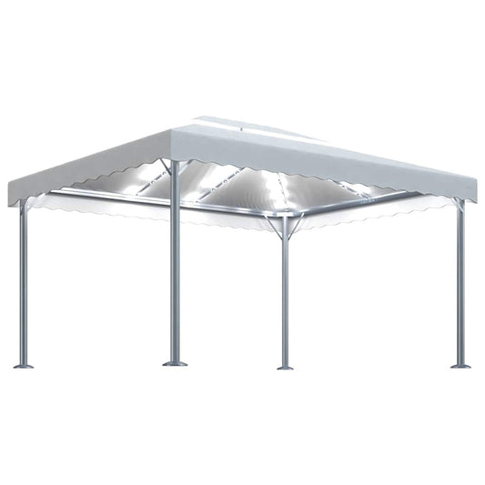 Gazebo with LED String Lights 400x300 cm Cream Aluminium Gazebo with LED String Lights 400x300 cm Cream Aluminium