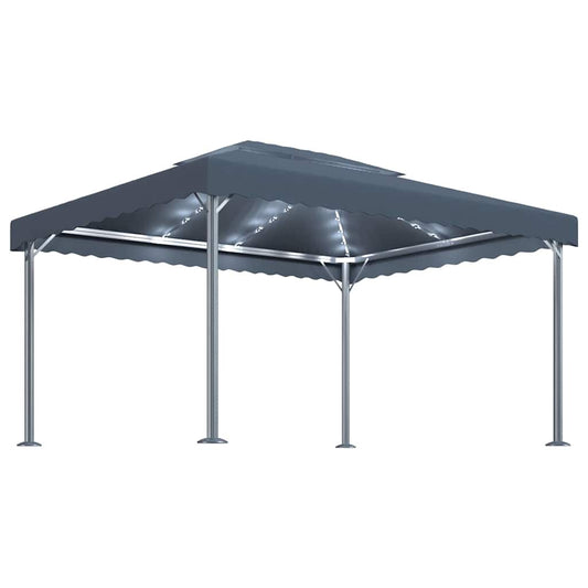 Gazebo with LED String Lights 400x300 cm Anthracite Aluminium Gazebo with LED String Lights 400x300 cm Anthracite Aluminium