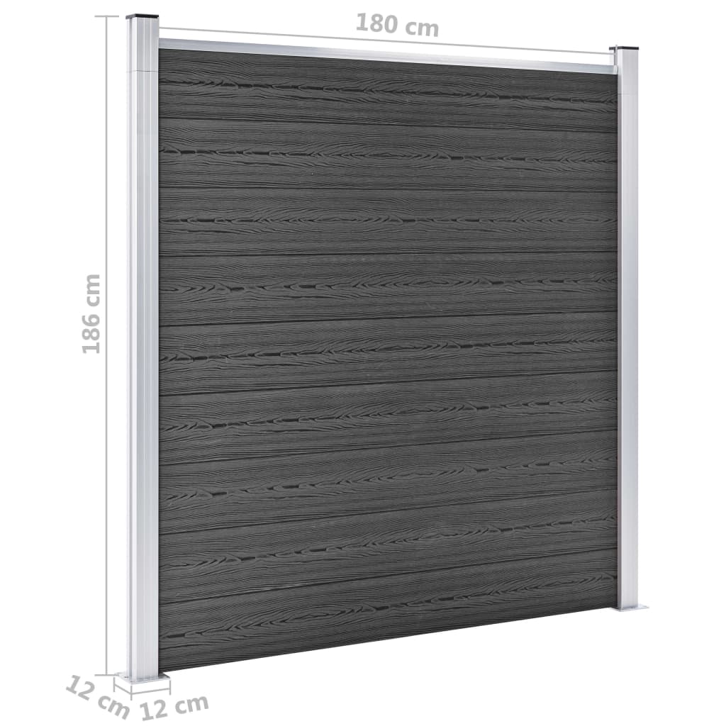 Fence Panel Set WPC 1391x186 cm Black