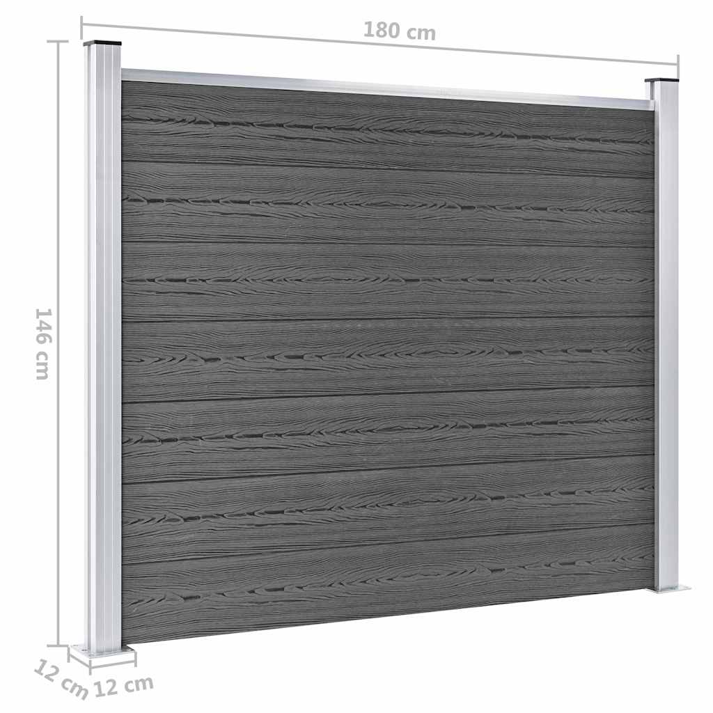 Fence Panel Set WPC 353x146 cm Black