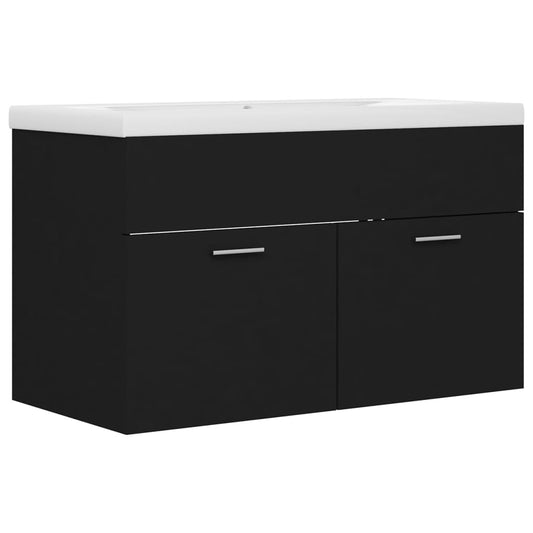 Sink Cabinet with Built-in Basin Black Engineered Wood Sink Cabinet with Built-in Basin Black Engineered Wood