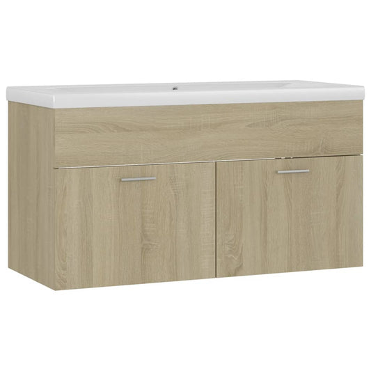 Sink Cabinet with Built-in Basin Sonoma Oak Engineered Wood Sink Cabinet with Built-in Basin Sonoma Oak Engineered Wood