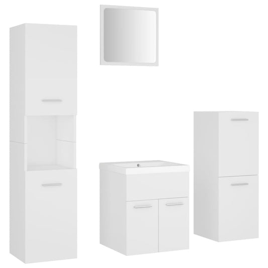 Bathroom Furniture Set White Engineered Wood Bathroom Furniture Set White Engineered Wood